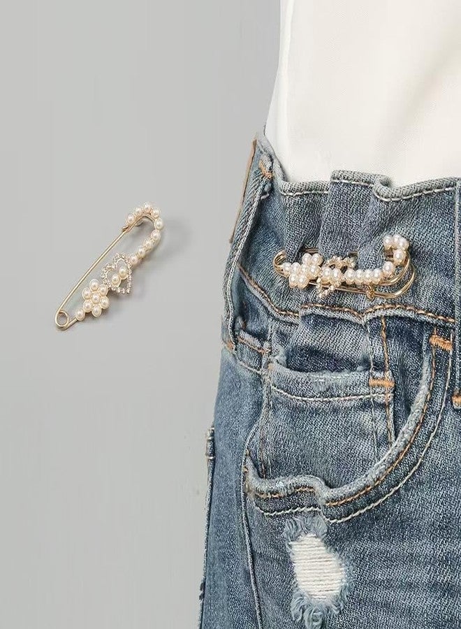 QUJUFIND 4 Pieces Women Brooch Pins Sweater Shawl Clips Faux Crystal Pearl Brooches ，Safety Pins，Clothes Buckle Clips， Dress Clips Shirt Clips for Women (Style-4) - Image 5